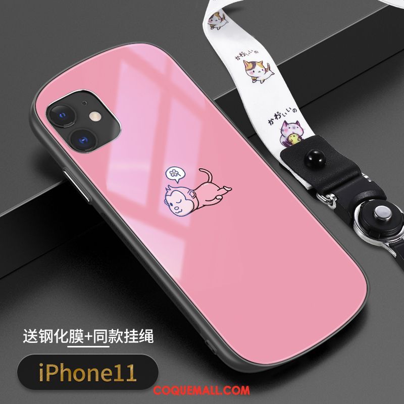 Étui iPhone 11 Tendance Singe Téléphone Portable, Coque iPhone 11 Verre Net Rouge