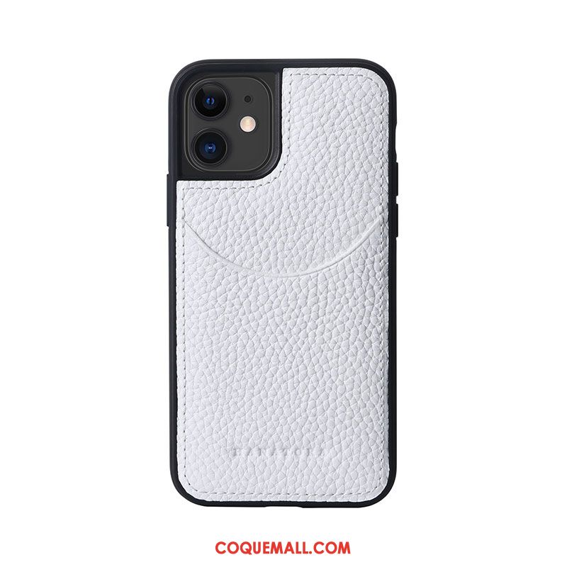 Étui iPhone 12 En Cuir Carte Cuir Véritable, Coque iPhone 12 Modèle Fleurie Litchi