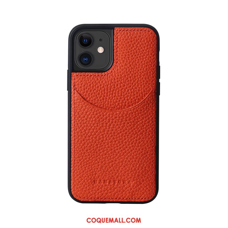 Étui iPhone 12 En Cuir Carte Cuir Véritable, Coque iPhone 12 Modèle Fleurie Litchi