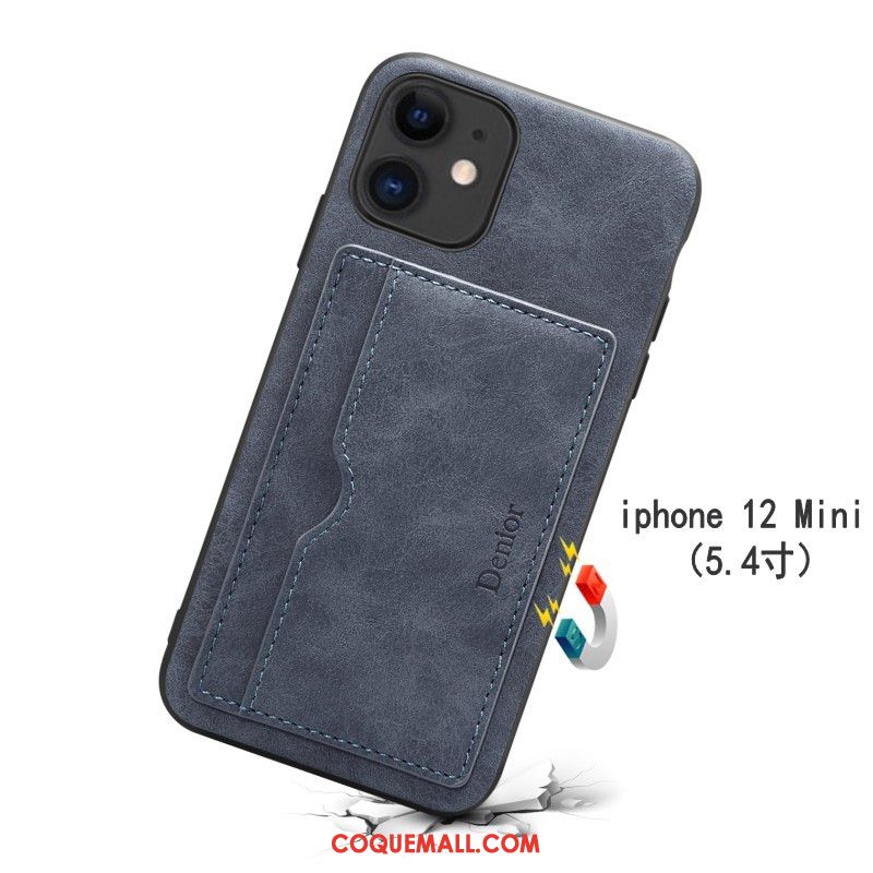 Étui iPhone 12 Mini Support Gris Protection, Coque iPhone 12 Mini Carte Incassable