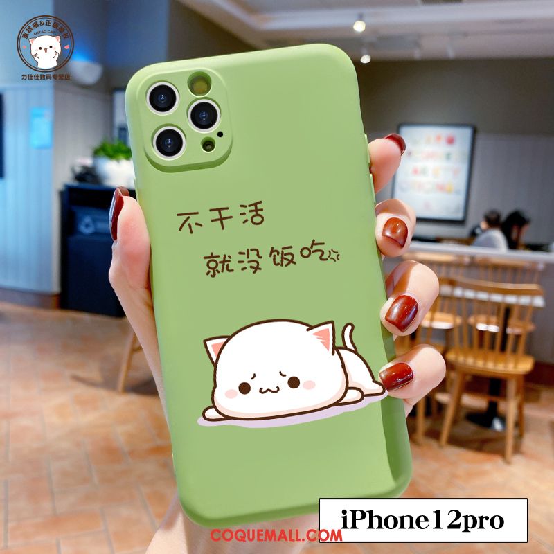 Étui iPhone 12 Pro Charmant Incassable Vert, Coque iPhone 12 Pro Silicone Téléphone Portable