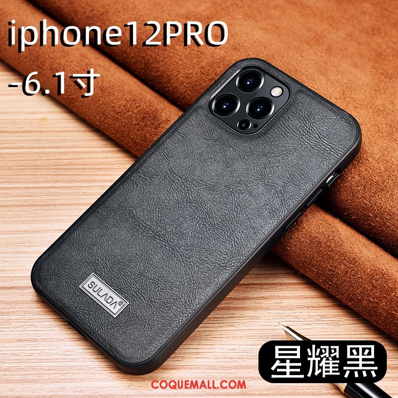 Étui iPhone 12 Pro Gentilhomme Protection Cuir, Coque iPhone 12 Pro Bovins Luxe