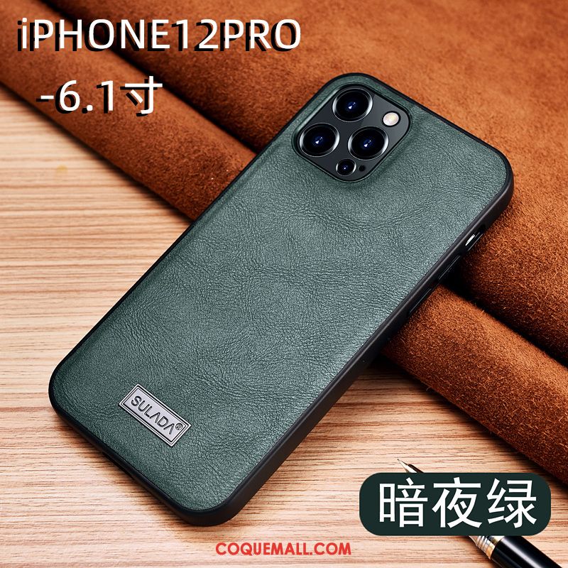 Étui iPhone 12 Pro Gentilhomme Protection Cuir, Coque iPhone 12 Pro Bovins Luxe