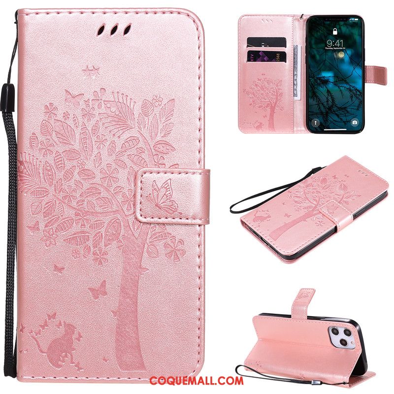 Étui iPhone 12 Pro Max Incassable Support En Cuir, Coque iPhone 12 Pro Max Rose Peinture