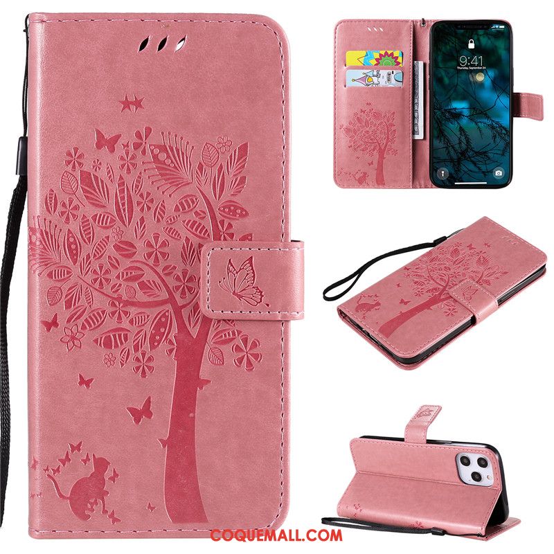 Étui iPhone 12 Pro Max Incassable Support En Cuir, Coque iPhone 12 Pro Max Rose Peinture