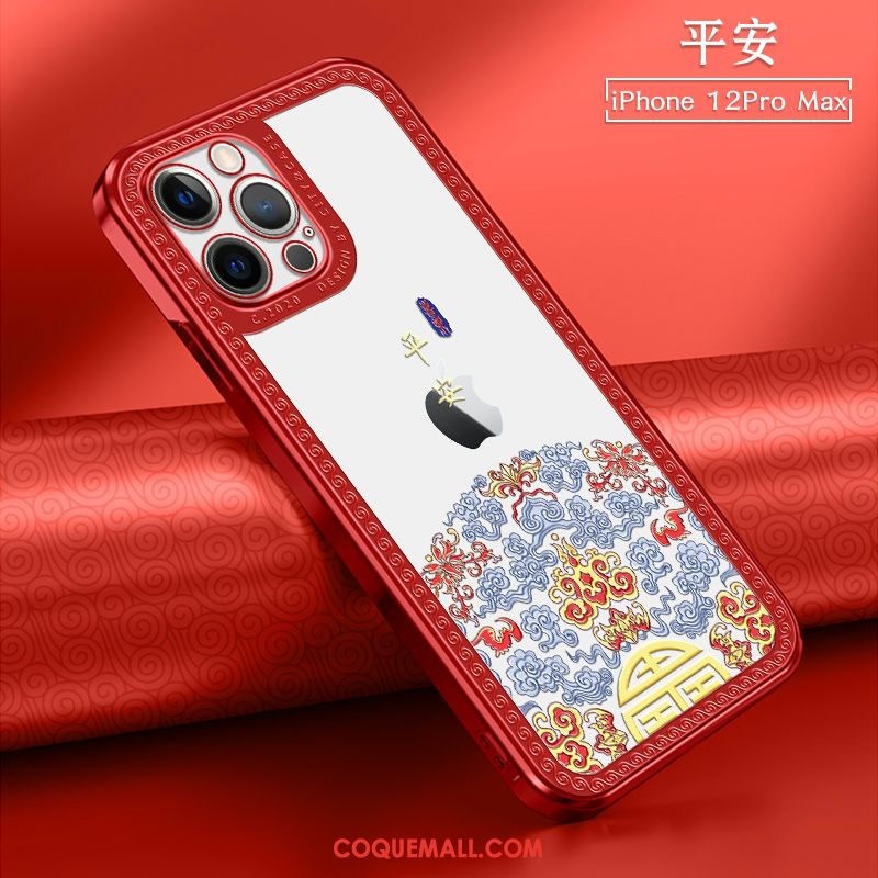 Étui iPhone 12 Pro Max Incassable Transparent Fluide Doux, Coque iPhone 12 Pro Max Mini Rouge