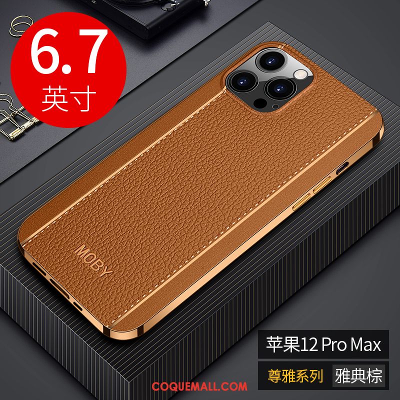 Étui iPhone 12 Pro Max Luxe Créatif Marque De Tendance, Coque iPhone 12 Pro Max Qualité Nouveau Braun