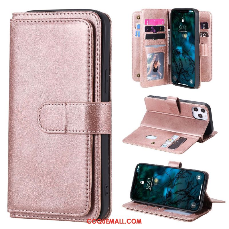 Étui iPhone 12 Pro Max Téléphone Portable Rose Portefeuille, Coque iPhone 12 Pro Max En Cuir