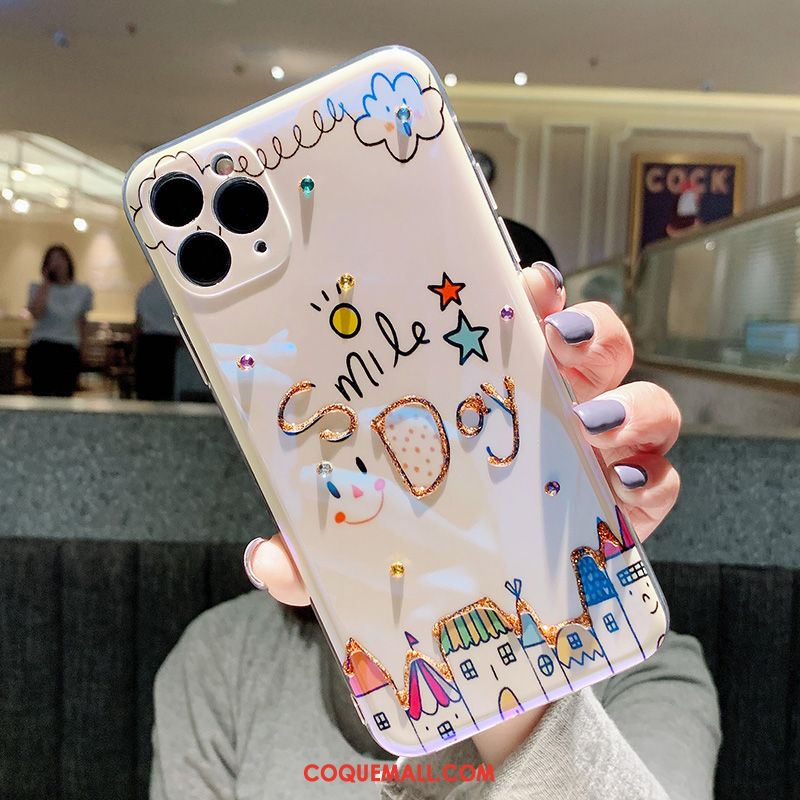 Étui iPhone 12 Pro Tendance Silicone Incassable, Coque iPhone 12 Pro Bleu Dessin Animé Beige