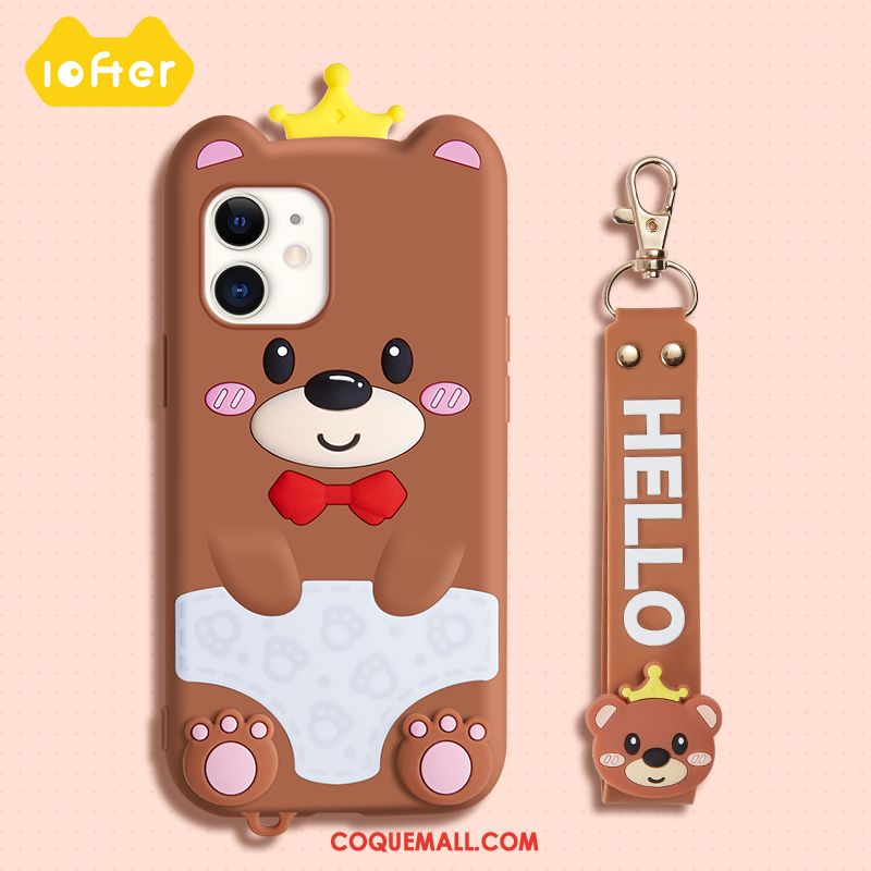 Étui iPhone 12 Silicone Ours Incassable, Coque iPhone 12 Tendance Fluide Doux Braun