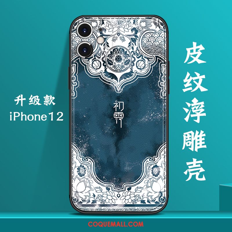 Étui iPhone 12 Vent Personnalité Incassable, Coque iPhone 12 Tout Compris Bleu