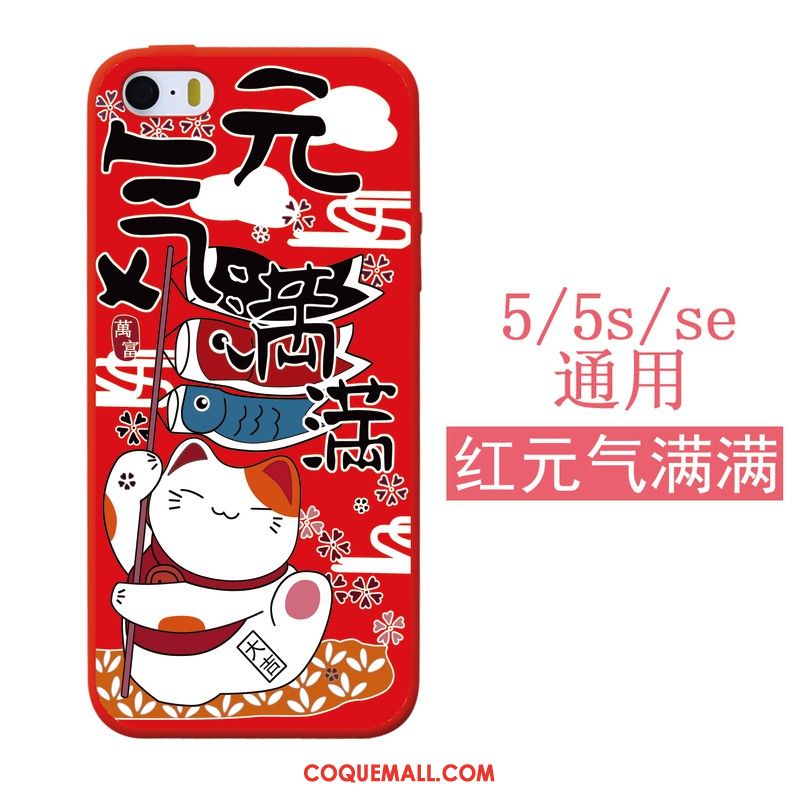 Étui iPhone 5 / 5s Chat Rouge Silicone, Coque iPhone 5 / 5s Fluide Doux Nouveau