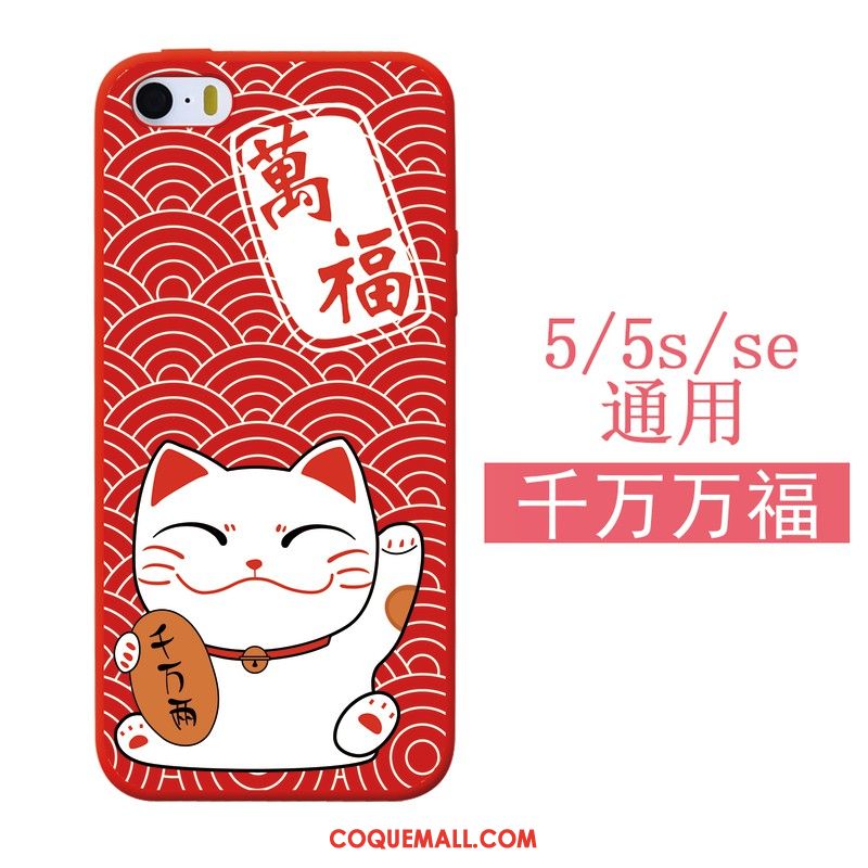 Étui iPhone 5 / 5s Chat Rouge Silicone, Coque iPhone 5 / 5s Fluide Doux Nouveau