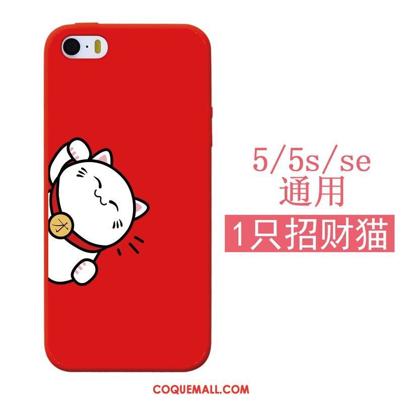 Étui iPhone 5 / 5s Chat Rouge Silicone, Coque iPhone 5 / 5s Fluide Doux Nouveau