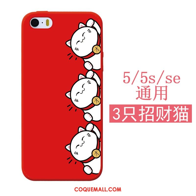 Étui iPhone 5 / 5s Chat Rouge Silicone, Coque iPhone 5 / 5s Fluide Doux Nouveau