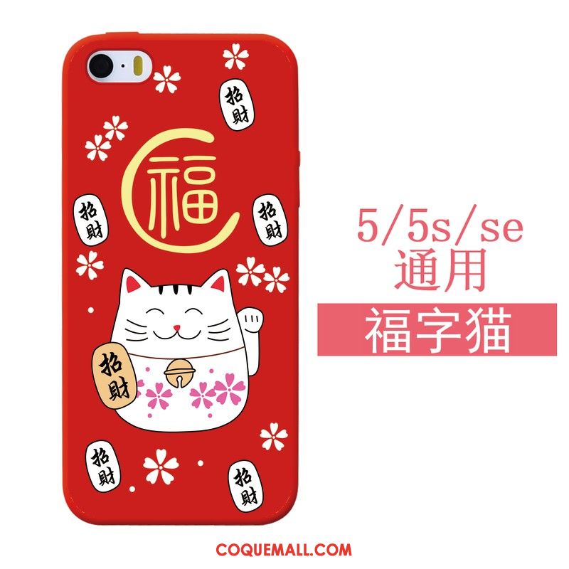 Étui iPhone 5 / 5s Chat Rouge Silicone, Coque iPhone 5 / 5s Fluide Doux Nouveau