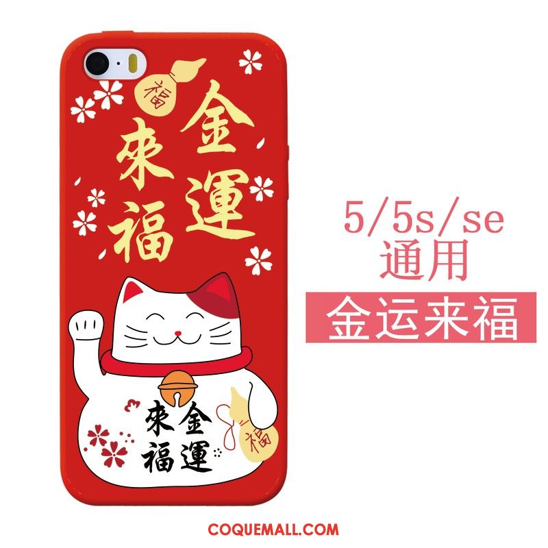 Étui iPhone 5 / 5s Chat Rouge Silicone, Coque iPhone 5 / 5s Fluide Doux Nouveau