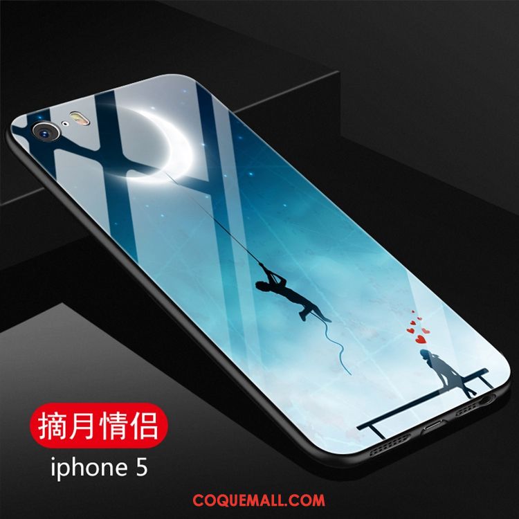 Étui iPhone 5 / 5s Couvercle Arrière Dessin Animé Fluide Doux, Coque iPhone 5 / 5s Verre Marque De Tendance