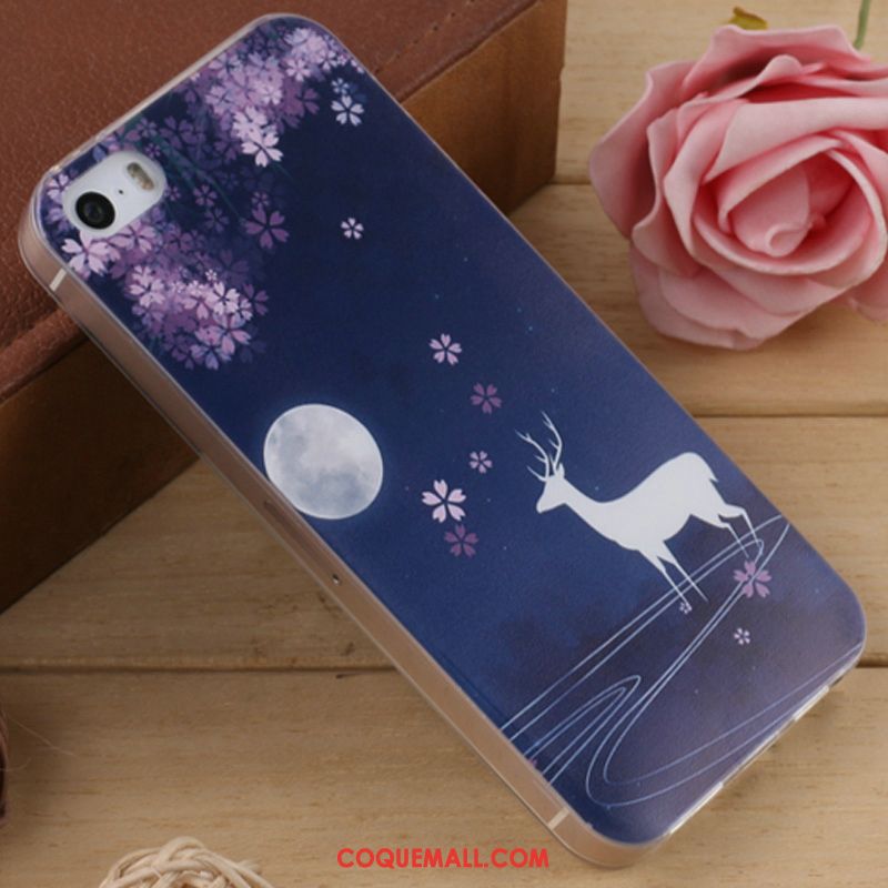 Étui iPhone 5 / 5s Dessin Animé Silicone Fluide Doux, Coque iPhone 5 / 5s Incassable Téléphone Portable