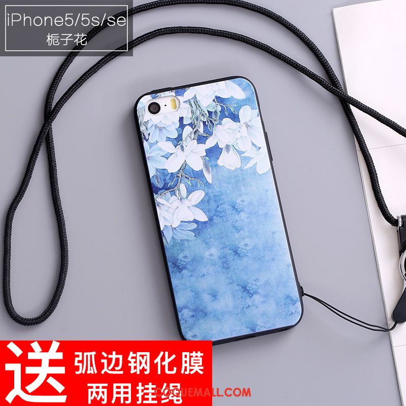 Étui iPhone 5 / 5s Dessin Animé Silicone Tendance, Coque iPhone 5 / 5s Téléphone Portable Bleu