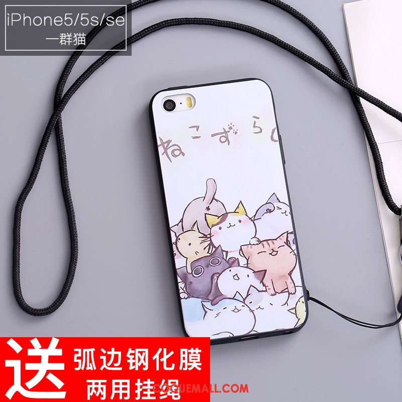 Étui iPhone 5 / 5s Dessin Animé Silicone Tendance, Coque iPhone 5 / 5s Téléphone Portable Bleu