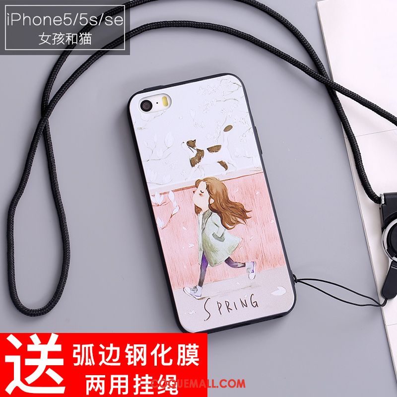 Étui iPhone 5 / 5s Dessin Animé Silicone Tendance, Coque iPhone 5 / 5s Téléphone Portable Bleu