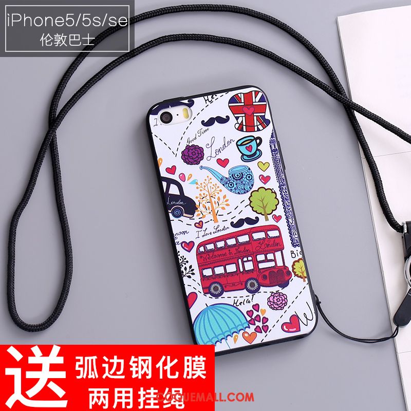 Étui iPhone 5 / 5s Dessin Animé Silicone Tendance, Coque iPhone 5 / 5s Téléphone Portable Bleu