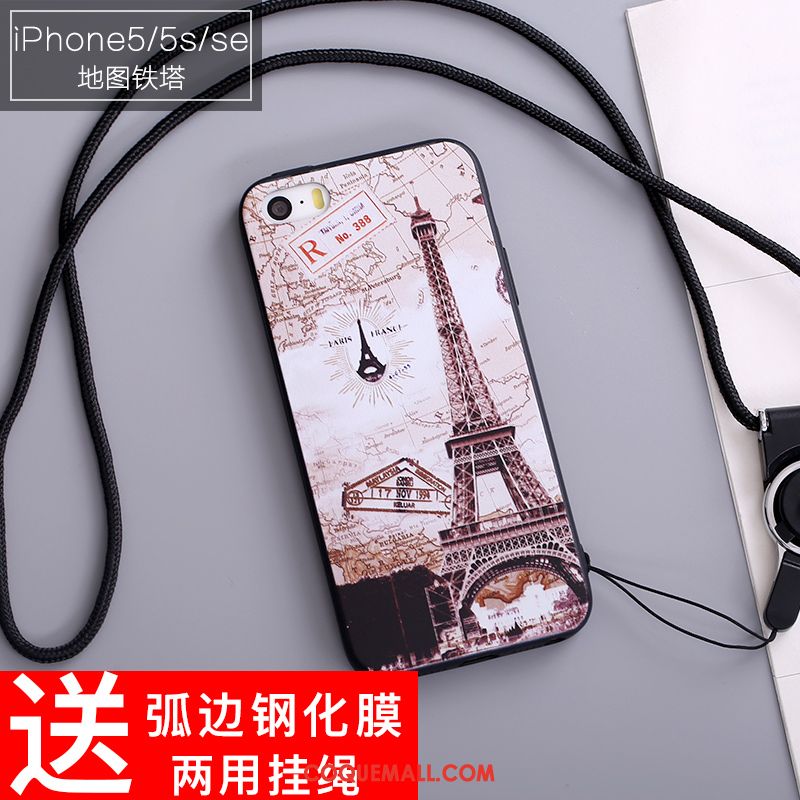 Étui iPhone 5 / 5s Dessin Animé Silicone Tendance, Coque iPhone 5 / 5s Téléphone Portable Bleu