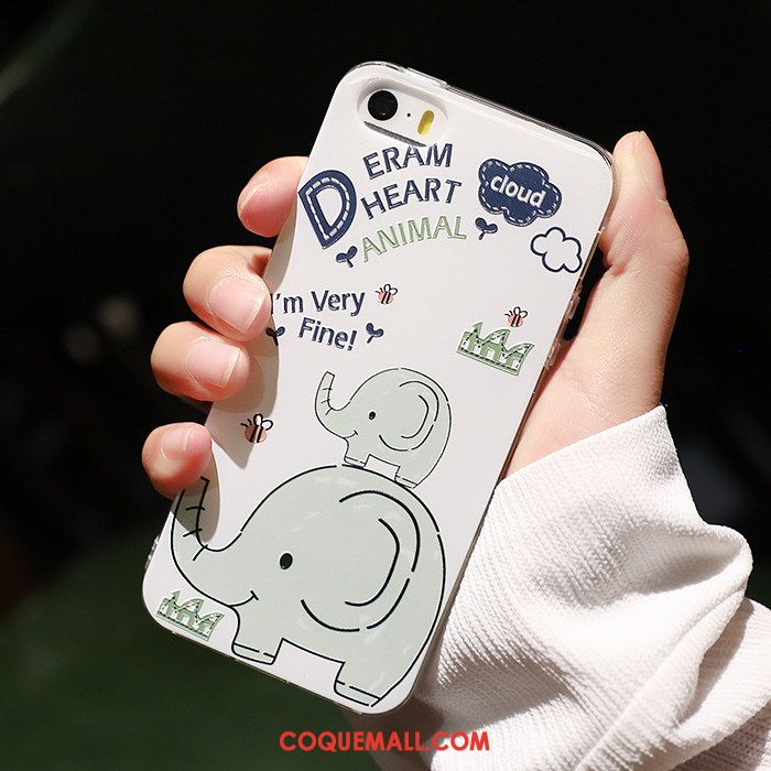 Étui iPhone 5 / 5s Dessin Animé Tendance Coque En Silicone, Coque iPhone 5 / 5s Blanc Fluide Doux