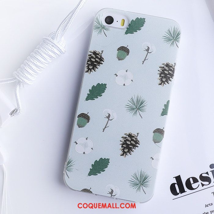 Étui iPhone 5 / 5s Dessin Animé Tendance Coque En Silicone, Coque iPhone 5 / 5s Blanc Fluide Doux