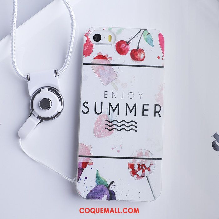 Étui iPhone 5 / 5s Dessin Animé Tendance Coque En Silicone, Coque iPhone 5 / 5s Blanc Fluide Doux