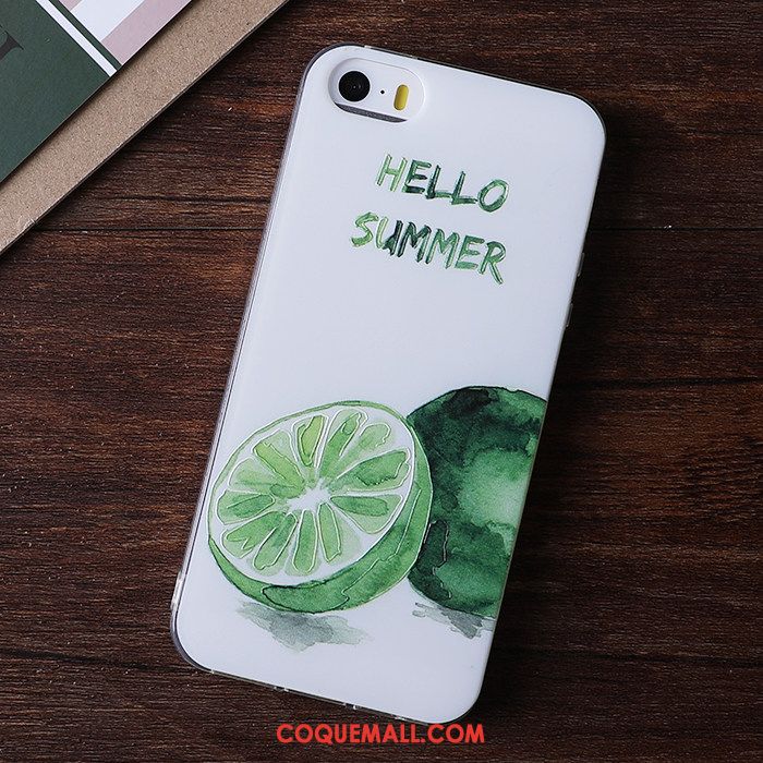 Étui iPhone 5 / 5s Dessin Animé Tendance Coque En Silicone, Coque iPhone 5 / 5s Blanc Fluide Doux