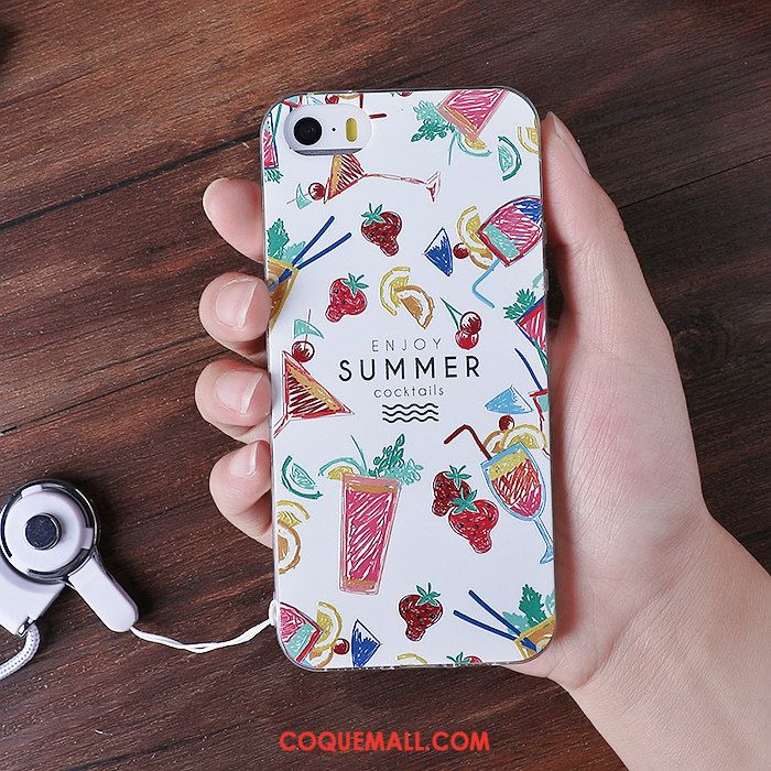 Étui iPhone 5 / 5s Dessin Animé Tendance Coque En Silicone, Coque iPhone 5 / 5s Blanc Fluide Doux