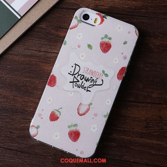 Étui iPhone 5 / 5s Dessin Animé Tendance Coque En Silicone, Coque iPhone 5 / 5s Blanc Fluide Doux