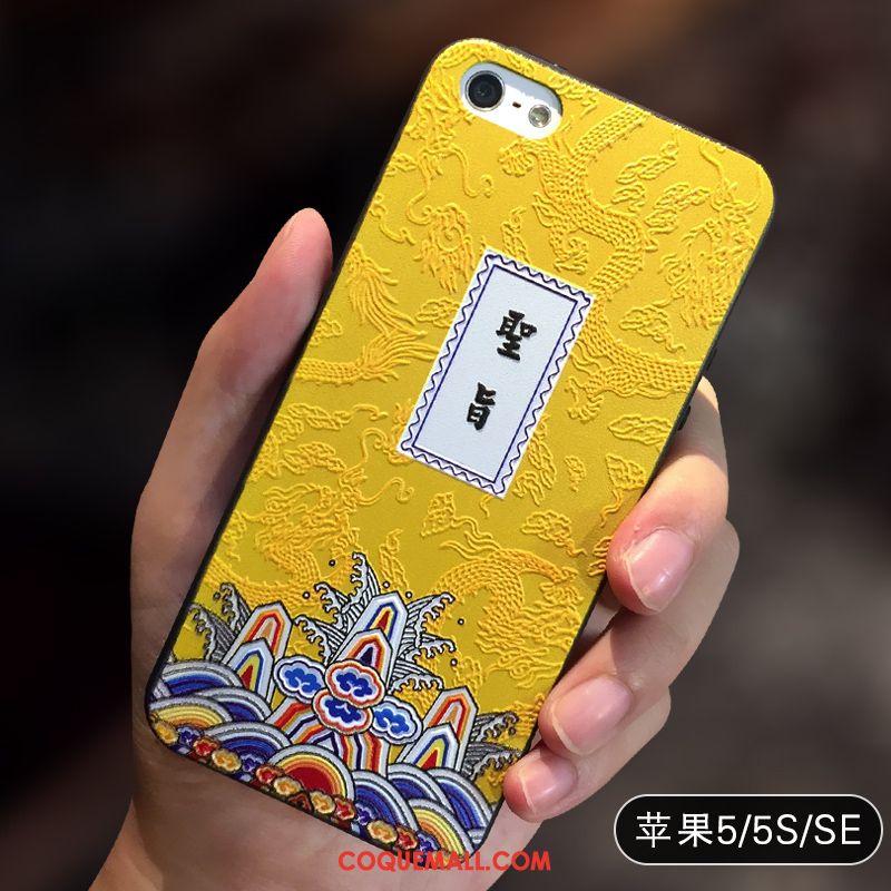 Étui iPhone 5 / 5s Jaune Tout Compris Créatif, Coque iPhone 5 / 5s Incassable Téléphone Portable