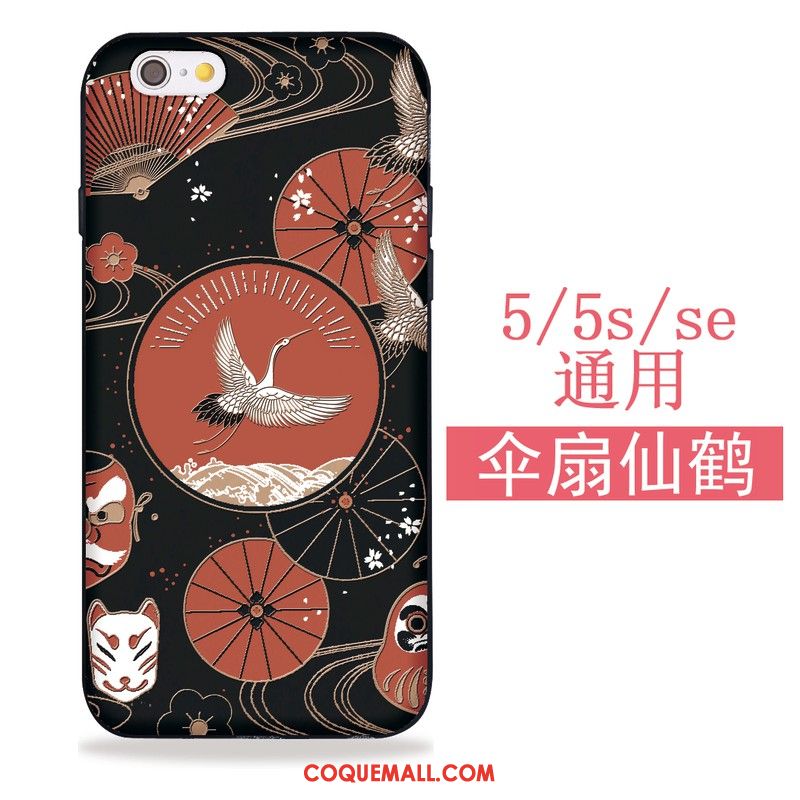 Étui iPhone 5 / 5s Noir Japonais Sakura, Coque iPhone 5 / 5s Fluide Doux Silicone