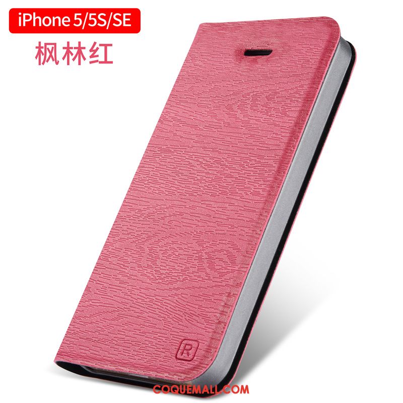 Étui iPhone 5 / 5s Protection Incassable Étui En Cuir, Coque iPhone 5 / 5s Or Rose Tempérer