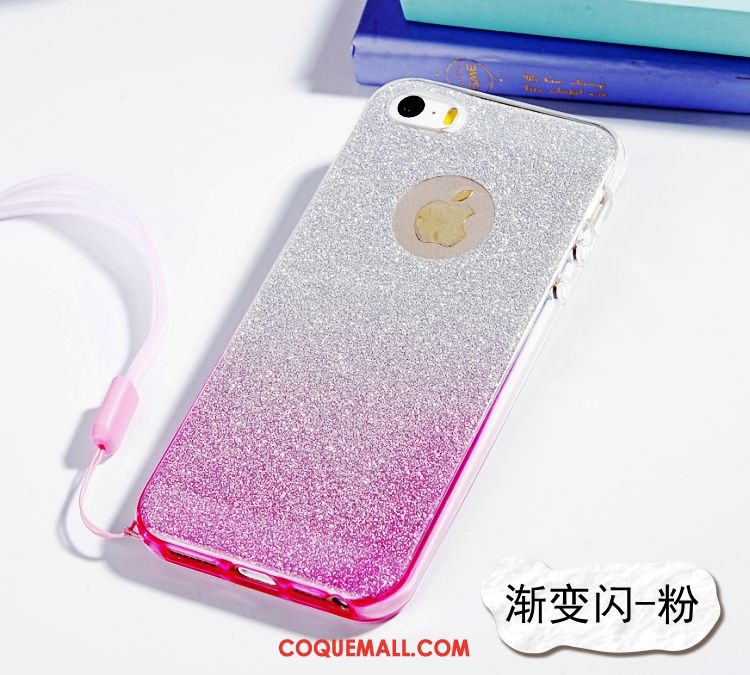 Étui iPhone 5 / 5s Silicone Protection Rose, Coque iPhone 5 / 5s Dégradé Ornements Suspendus