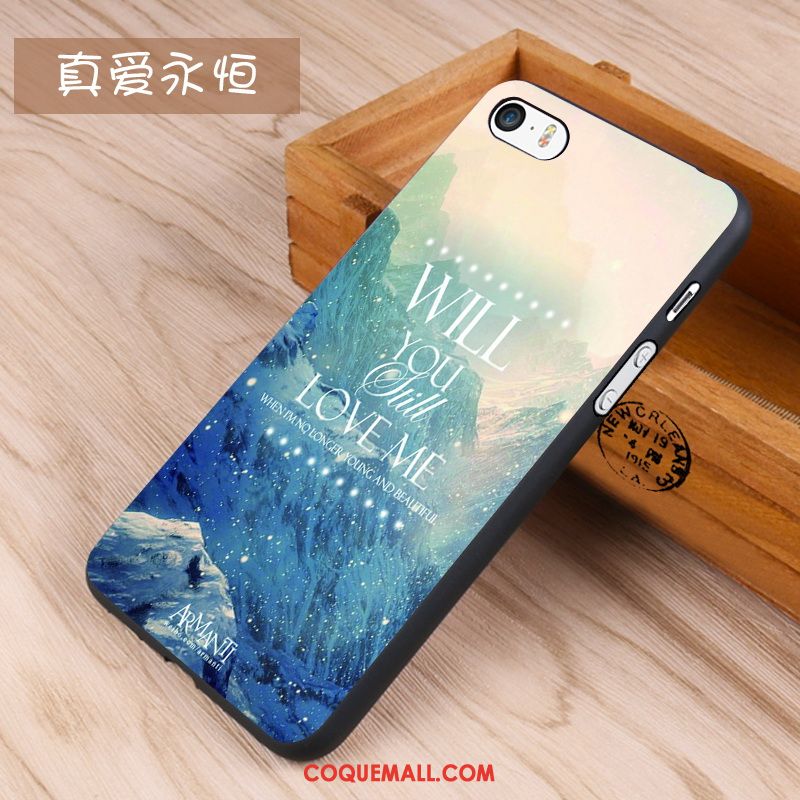 Étui iPhone 5 / 5s Tendance Bleu Dessin Animé, Coque iPhone 5 / 5s Fluide Doux Silicone