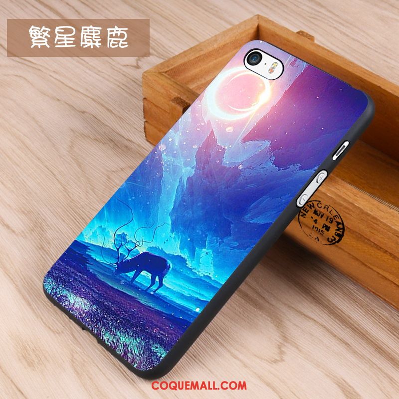 Étui iPhone 5 / 5s Tendance Bleu Dessin Animé, Coque iPhone 5 / 5s Fluide Doux Silicone