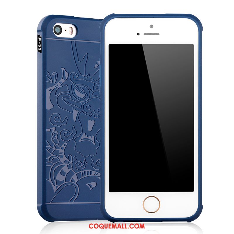 Étui iPhone 5 / 5s Téléphone Portable Noir Créatif, Coque iPhone 5 / 5s Silicone Fluide Doux