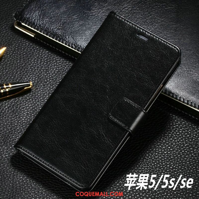 Étui iPhone 5 / 5s Téléphone Portable Étui En Cuir Marron, Coque iPhone 5 / 5s Protection Clamshell