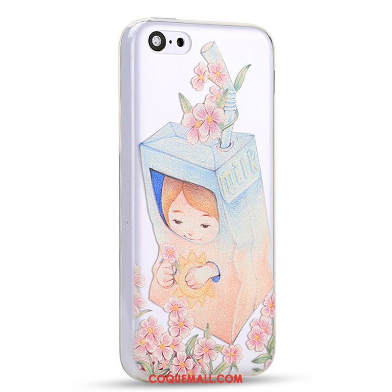 Étui iPhone 5c Dessin Animé Blanc Créatif, Coque iPhone 5c Tout Compris Téléphone Portable