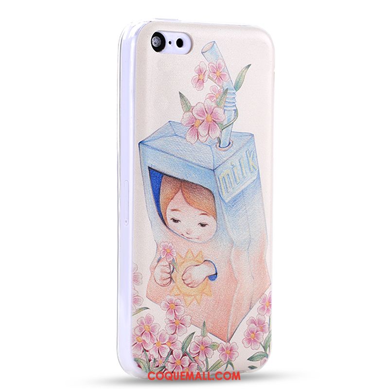 Étui iPhone 5c Dessin Animé Blanc Créatif, Coque iPhone 5c Tout Compris Téléphone Portable