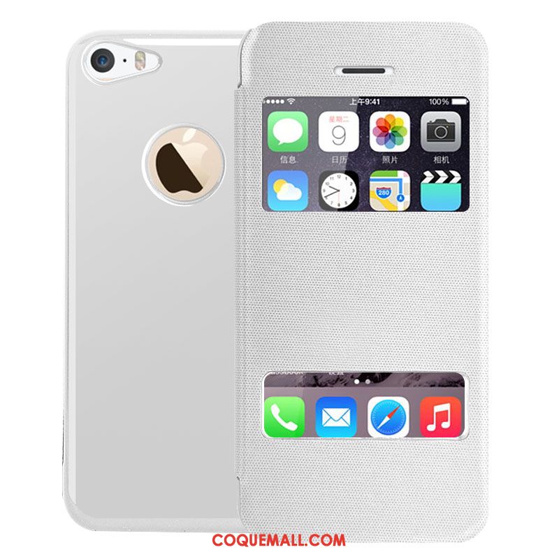 Étui iPhone 5c Vert Étui En Cuir Ouvrir La Fenêtre, Coque iPhone 5c Très Mince Téléphone Portable