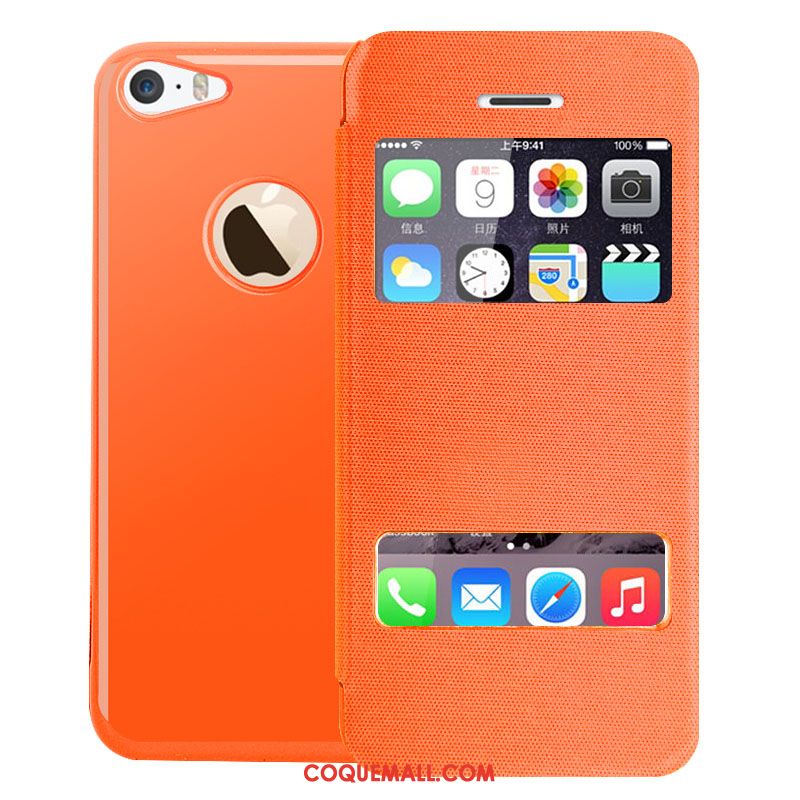 Étui iPhone 5c Vert Étui En Cuir Ouvrir La Fenêtre, Coque iPhone 5c Très Mince Téléphone Portable