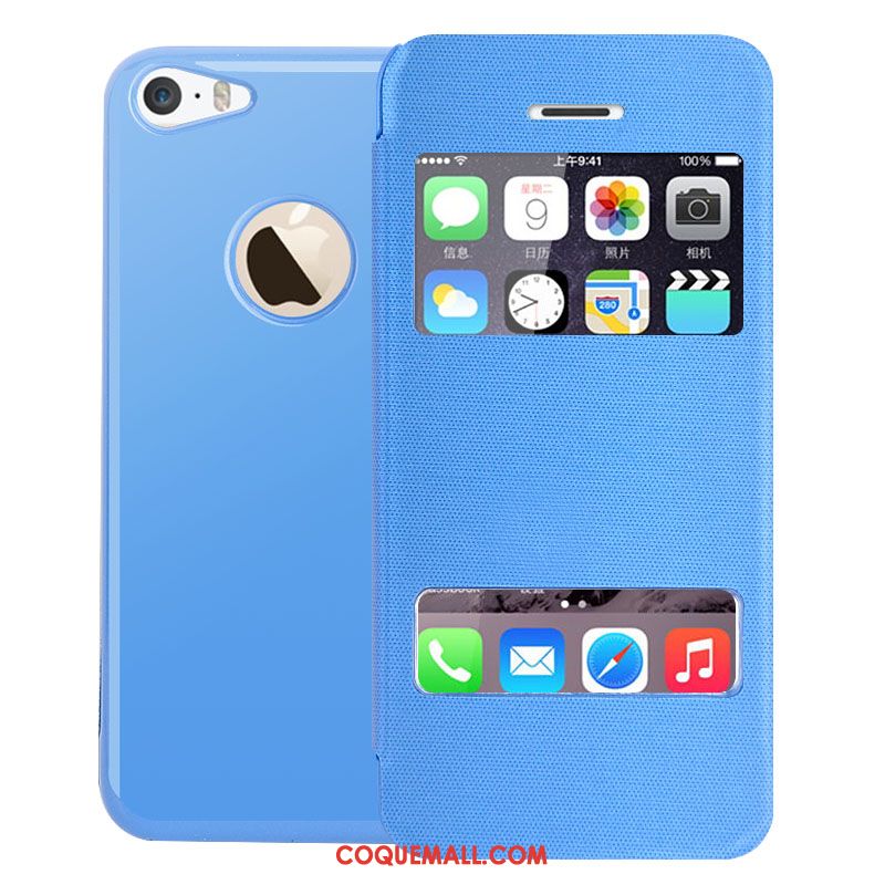 Étui iPhone 5c Vert Étui En Cuir Ouvrir La Fenêtre, Coque iPhone 5c Très Mince Téléphone Portable