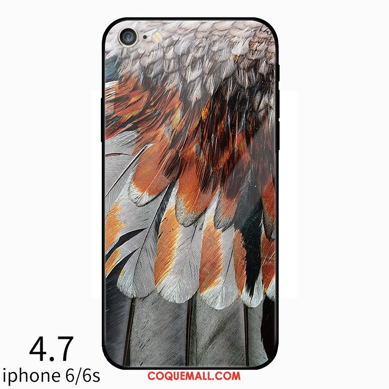 Étui iPhone 6 / 6s Créatif Téléphone Portable Net Rouge, Coque iPhone 6 / 6s Plume Tout Compris