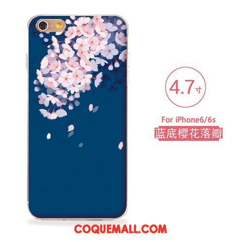 Étui iPhone 6 / 6s Gaufrage Fleurs Silicone, Coque iPhone 6 / 6s Fluide Doux Téléphone Portable