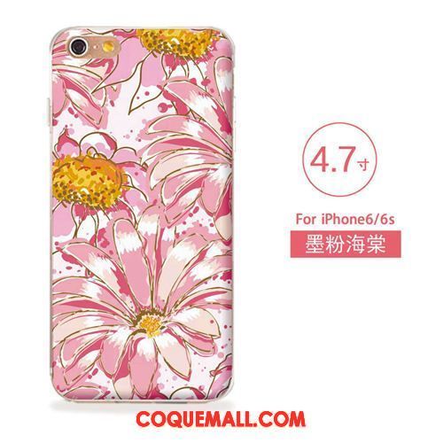 Étui iPhone 6 / 6s Gaufrage Fleurs Silicone, Coque iPhone 6 / 6s Fluide Doux Téléphone Portable